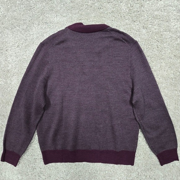 Bonobos Sweater Mens XL Purple Chevron Merino Wool 1/4 Zip Long Sleeve - Picture 9 of 13